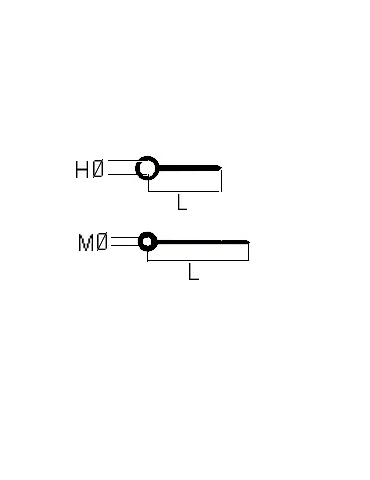 PAIRE AIGUILLE POUR MONTRE BATON NOIRE 0.70/1.00mm lg2