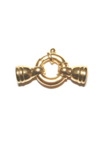 FERMOIR COLLIER PLAQUEE PERLES 18MM AVEC 2 CLOCHES